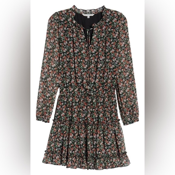 NWT REBECCA MINKOFF Rosemary Floral Dress black floral print Size Medium peasant - Picture 6 of 17